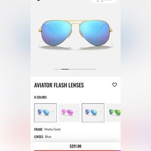 Ray-Ban Aviator Flash Mirror Blue Polarized Lenses with Gold Metal Frame